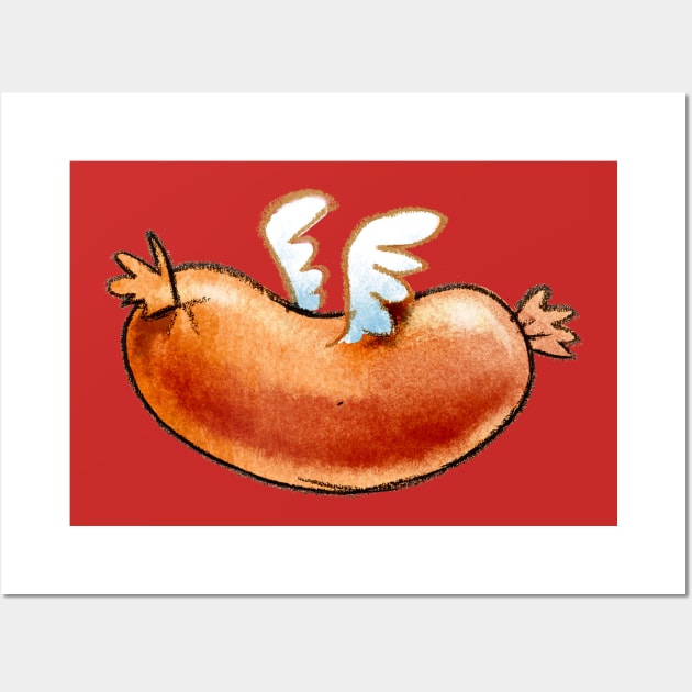 Flying Sausage Wall Art by MankySock